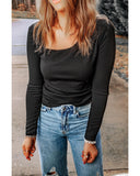 Azura Exchange Flattering Asymmetric Neckline Long Sleeve Top - S