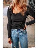 Azura Exchange Flattering Asymmetric Neckline Long Sleeve Top - S