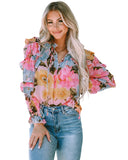 Azura Exchange Tiered Ruffled Long Sleeve Blouse - L