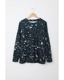 Azura Exchange Scrawl Print Long Sleeve Top with Slit - XL