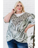 Azura Exchange Leopard Camo Twist Knot Half Sleeve T-Shirt - 3X