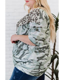 Azura Exchange Leopard Camo Twist Knot Half Sleeve T-Shirt - 3X