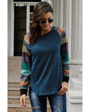 Azura Exchange Long Sleeve Navy Pullover Top - S