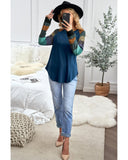 Azura Exchange Long Sleeve Navy Pullover Top - S