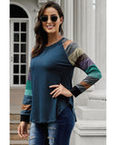 Azura Exchange Long Sleeve Navy Pullover Top - S