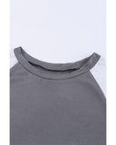 Azura Exchange Gray Color Block Long Sleeve Pullover Top - M
