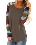 Azura Exchange Long Sleeves Brown Pullover Top - S
