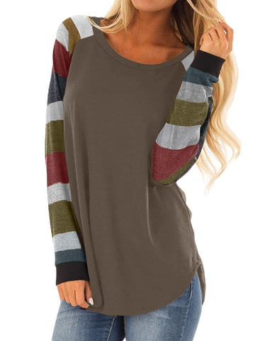 Azura Exchange Long Sleeves Brown Pullover Top - S