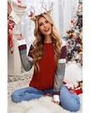 Azura Exchange Long Sleeve Color Block Pullover Top - M