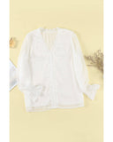 Azura Exchange V-Neck Swiss Dot Lace Blouse - S