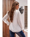 Azura Exchange V-Neck Swiss Dot Lace Blouse - S