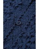 Azura Exchange Hollow-out Lace Splicing Short Sleeve Top - M