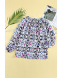 Azura Exchange Print Split Neck Blouse - XL