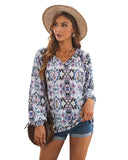 Azura Exchange Print Split Neck Blouse - XL