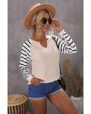 Azura Exchange Striped Patchwork Waffle Knit Top - M