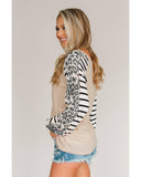 Azura Exchange Striped Patchwork Waffle Knit Top - M