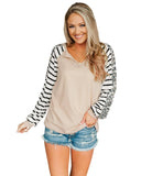 Azura Exchange Striped Patchwork Waffle Knit Top - M