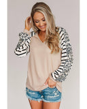 Azura Exchange Striped Patchwork Waffle Knit Top - M