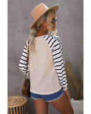 Azura Exchange Striped Patchwork Waffle Knit Top - M