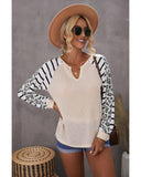 Azura Exchange Striped Patchwork Waffle Knit Top - M