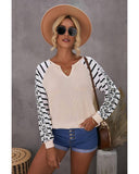 Azura Exchange Striped Patchwork Waffle Knit Top - M