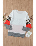 Azura Exchange Leopard Colorblock Long Sleeve Top - 2XL