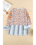 Azura Exchange Floral Striped Blouse - L