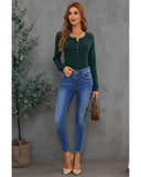 Azura Exchange Lace Back Buttoned Henley Top - L