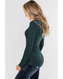 Azura Exchange Lace Back Buttoned Henley Top - L