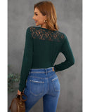 Azura Exchange Lace Back Buttoned Henley Top - L