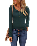 Azura Exchange Lace Back Buttoned Henley Top - L