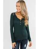 Azura Exchange Lace Back Buttoned Henley Top - XL
