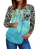 Azura Exchange Tie-dye Splicing Long Sleeve Top - S