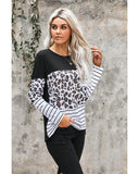 Azura Exchange Patchwork Striped Long Sleeve Top with Pocket - 2XL