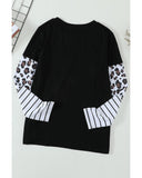 Azura Exchange Patchwork Striped Long Sleeve Top with Pocket - L