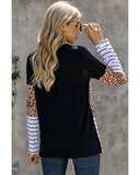 Azura Exchange Leopard Striped Patchwork Long Sleeve Top - 2XL