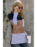 Azura Exchange Leopard Striped Patchwork Long Sleeve Top - 2XL
