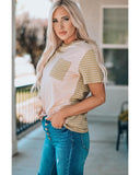 Azura Exchange Patchwork Tee with Contrast Stripes - L