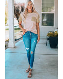 Azura Exchange Patchwork Tee with Contrast Stripes - L