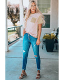 Azura Exchange Patchwork Tee with Contrast Stripes - L