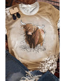 Azura Exchange Highland Cattle Leopard Print T-Shirt - M