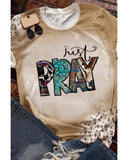 Azura Exchange Pray Western Fashion Leopard Bleached Tee - S