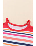 Azura Exchange Relaxed Striped Print Cold Shoulder Top - M