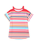 Azura Exchange Relaxed Striped Print Cold Shoulder Top - M