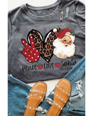 Azura Exchange Peace Love Santa Graphic Tee - M