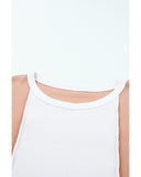 Azura Exchange Short Sleeve Rib Knit Top with Colorblock Stitching - S
