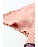 Azura Exchange Short Sleeve Rib Knit Top with Colorblock Stitching - S