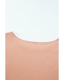 Azura Exchange Short Sleeve Rib Knit Top with Colorblock Stitching - S
