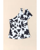 Azura Exchange Cow Print Cut out Short Sleeve Top - M