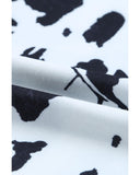 Azura Exchange Cow Print Cut out Short Sleeve Top - M